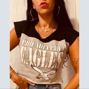 Philadelphia Eagles Black and Gray Crop Top